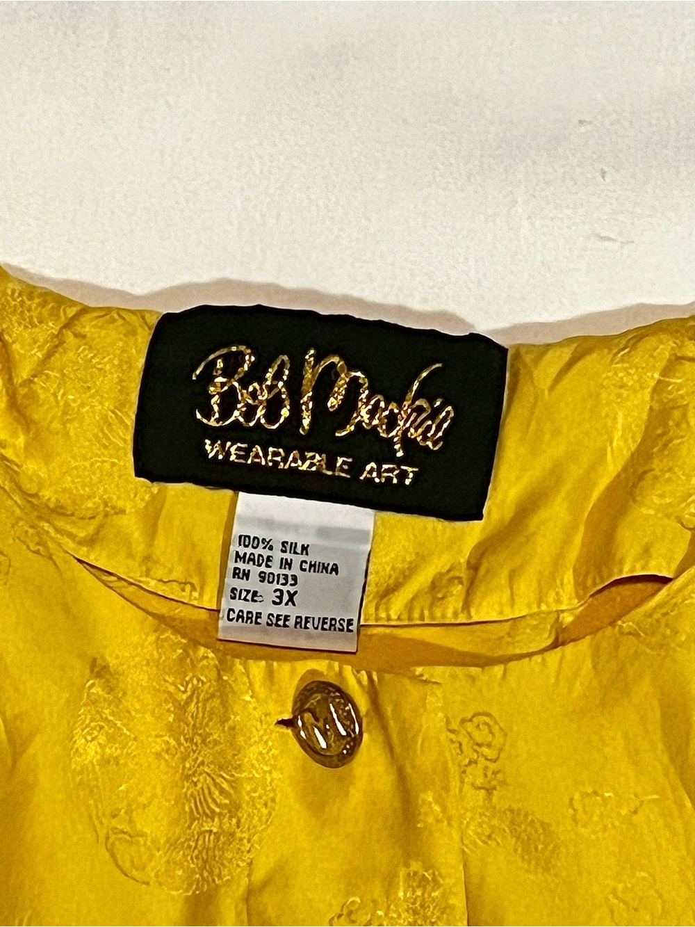 Vintage Bob Mackie Wearable Art Yellow Silk Blouse